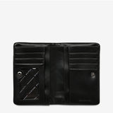 Black Status Anxiety Is Now Better Wallet open to show smooth leather interior and multiple card slots.