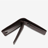 Status Anxiety Leonard Wallet in chocolate leather, open view showing multiple card slots and cash compartment.