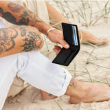 Black Status Anxiety Otis Wallet with multiple card slots and a sleek compact design, perfect for everyday use.