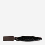 Open cocoa-colored Status Anxiety Take Your Chances wallet showing card slots and cash compartment.