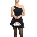 Olga Berg Tally metallic gold clutch bag with a sleek, shiny finish and elegant design for evening occasions.