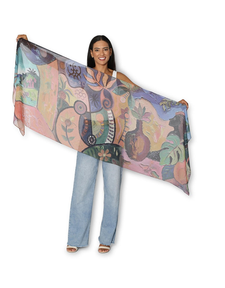 The Artists Label - A Day in Tahiti Scarf - flat