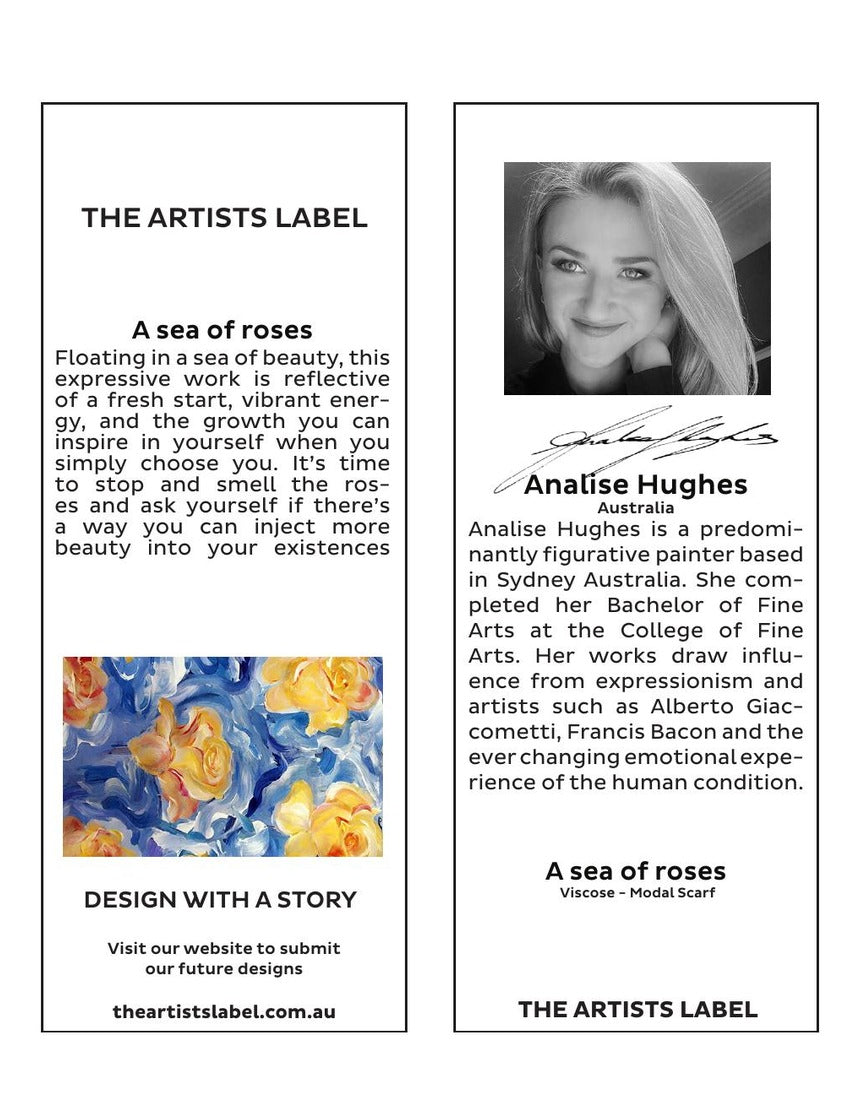 The Artists Label - A Sea of Roses Scarf hang tag