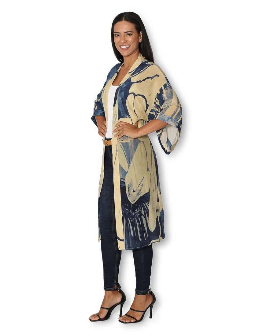 The Artists Label - An Evening in Portugal Long Silk Kimono - side