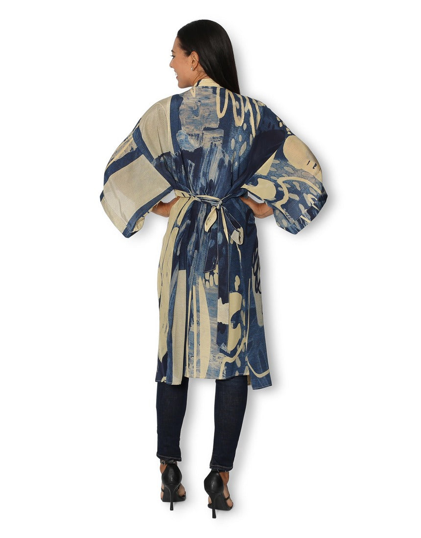 The Artists Label - An Evening in Portugal Long Silk Kimono - back