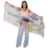 The Artists Label - Blue Hydrangeas and the Book of Flowers Silk Scarf - flat