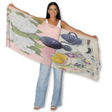 The Artists Label - Blue Hydrangeas and the Book of Flowers Wool Scarf - flat