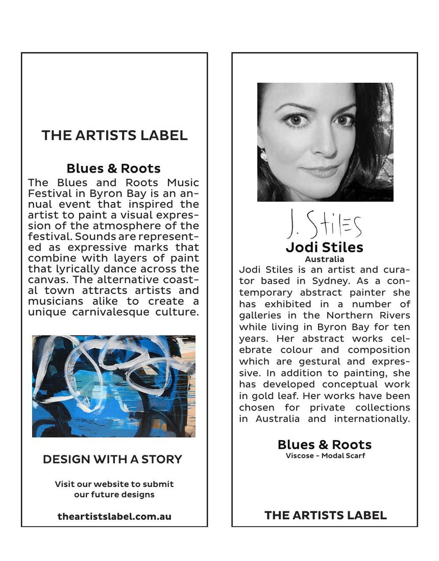 The Artists Label - Blues and Roots Scarf hang tag