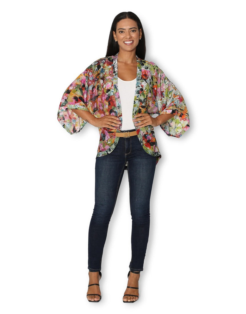 The Artists Label - Julie’s Garden Silk Kimono - front