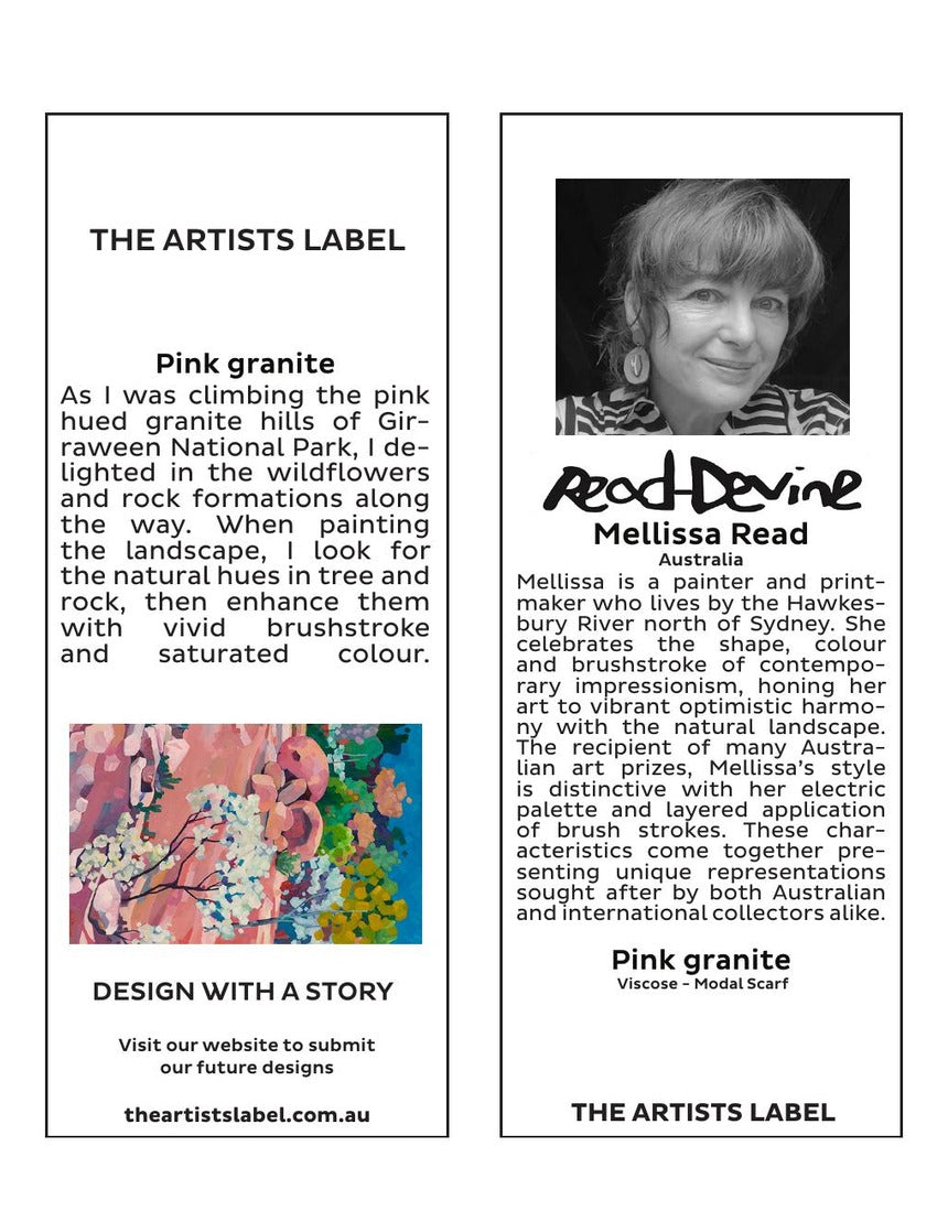 The Artists Label - Pink Granite Scarf hang tag