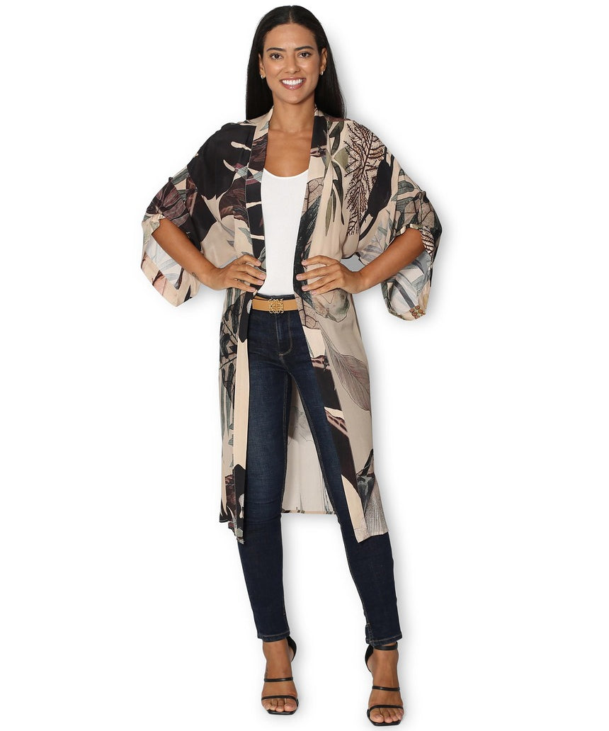 The Artists Label - Radio Garden Long Silk Kimono - front