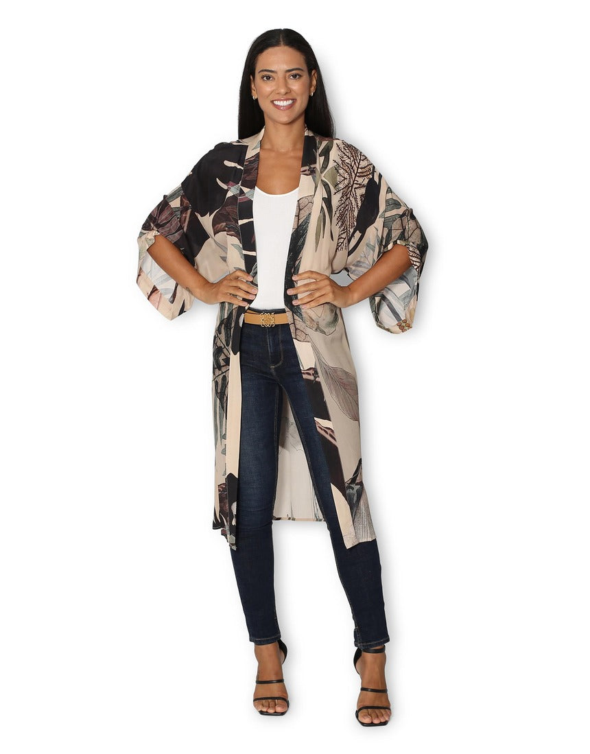 The Artists Label - Radio Garden Long Silk Kimono - front