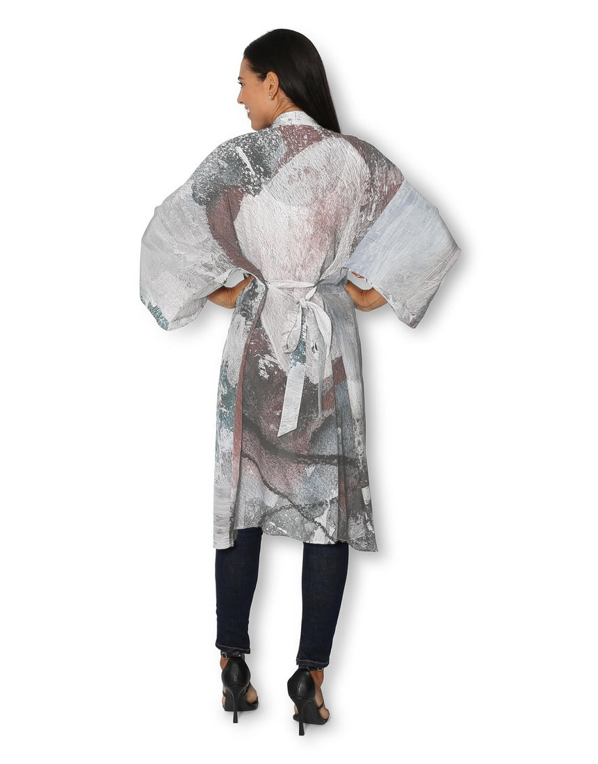 The Artists Label - Steps to the Lake Long Silk Kimono - back