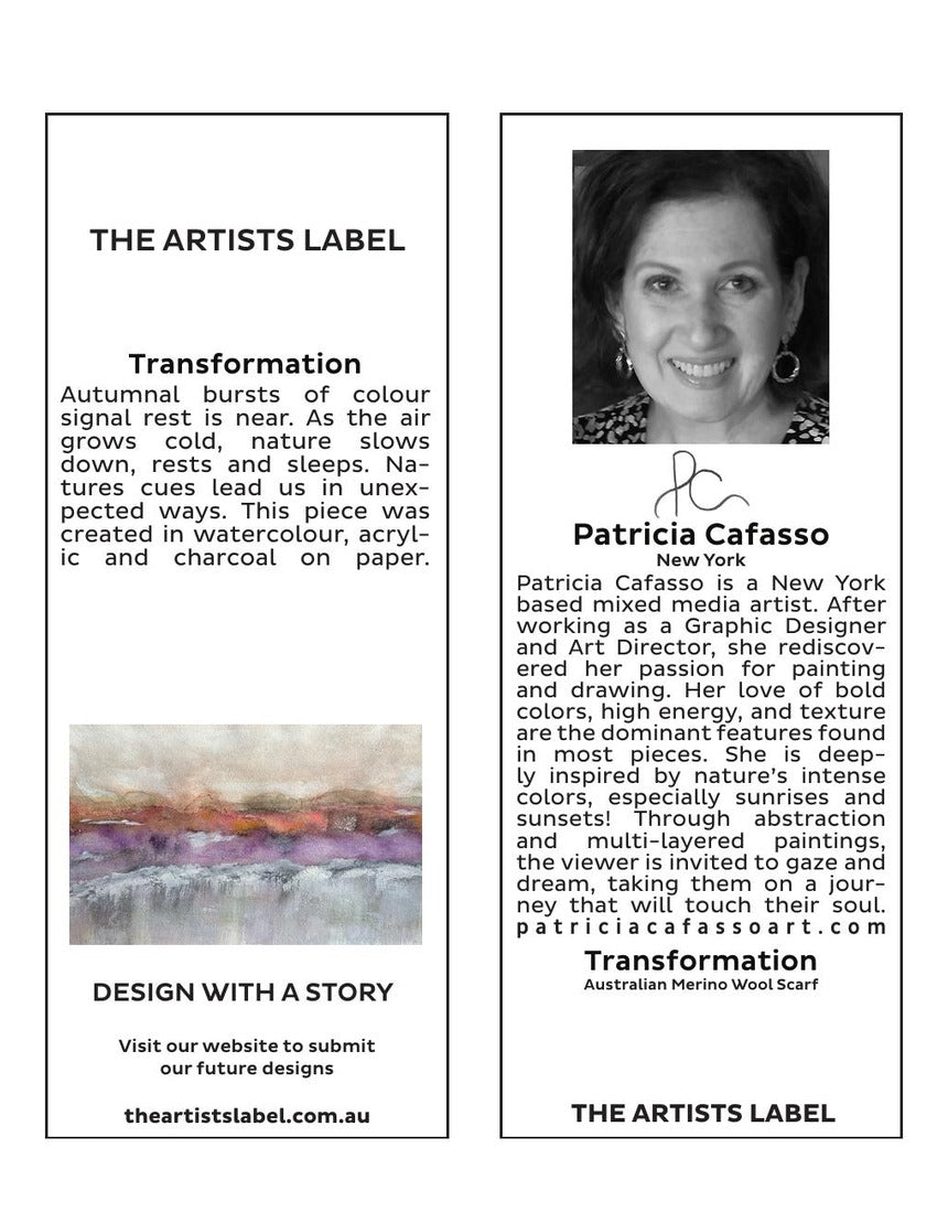 The Artists Label - Transformation Wool Scarf hang tag