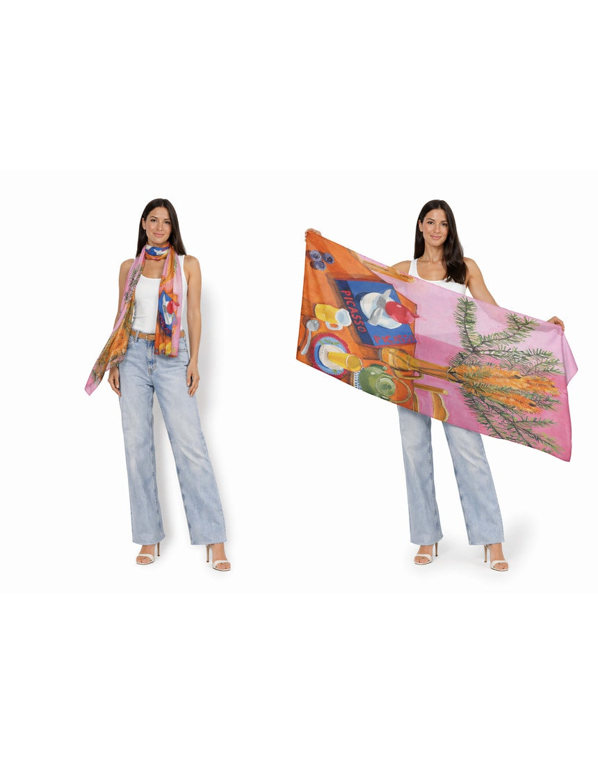 The Artists Label viscose modal scarf featuring a bright light of day design, soft and lightweight fabric for stylish wear.