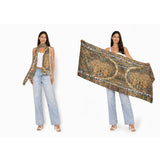 The Artists Label Klimt’s Forest viscose modal scarf featuring a colorful forest design and intricate artistic pattern.