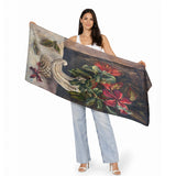 The Artists Label viscose modal scarf featuring a Nas in a Vase design with vibrant colors and artistic pattern.