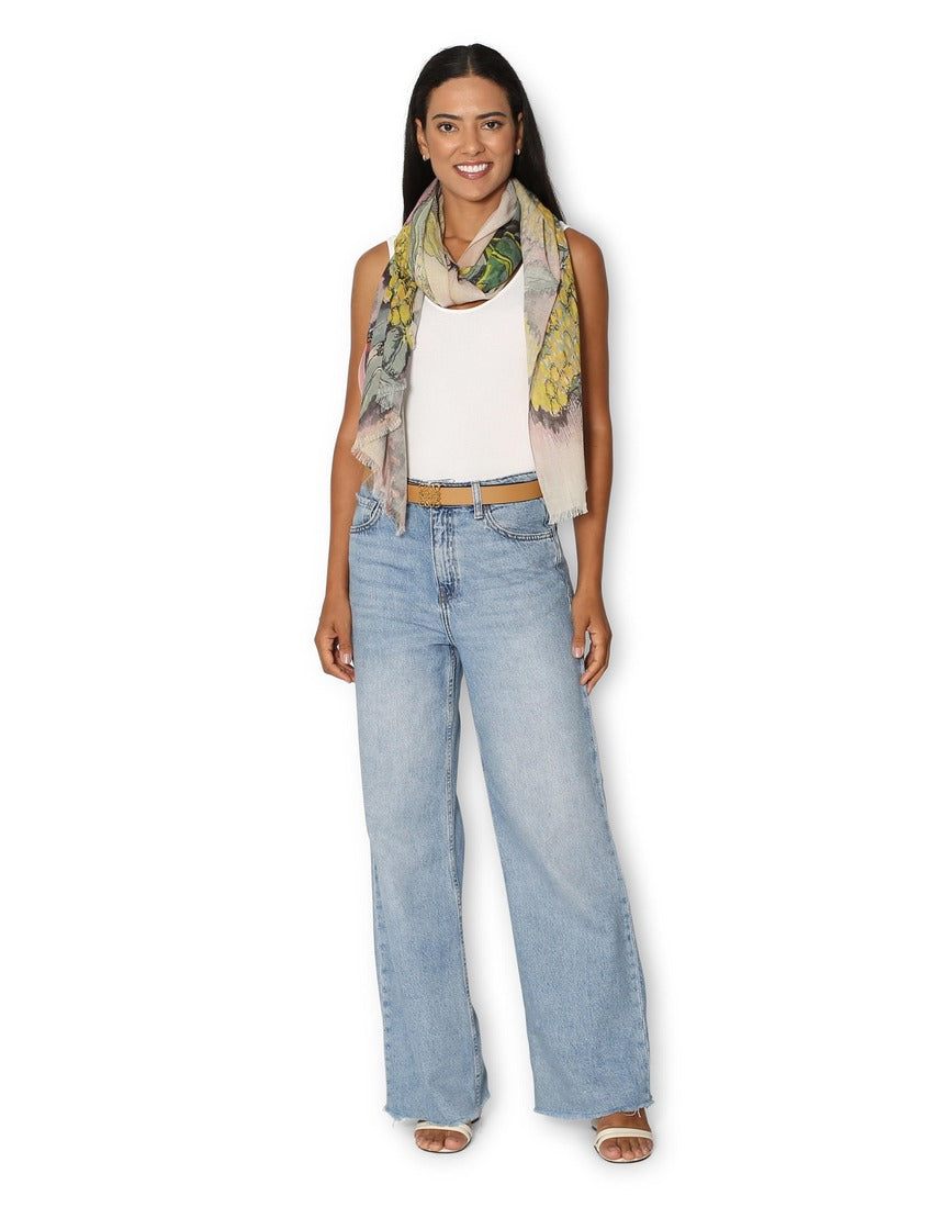 The Artists Label - Wattle Blossom Wool Scarf - on model