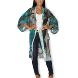 The Artists Label - Winter Dance Long Silk Kimono - front