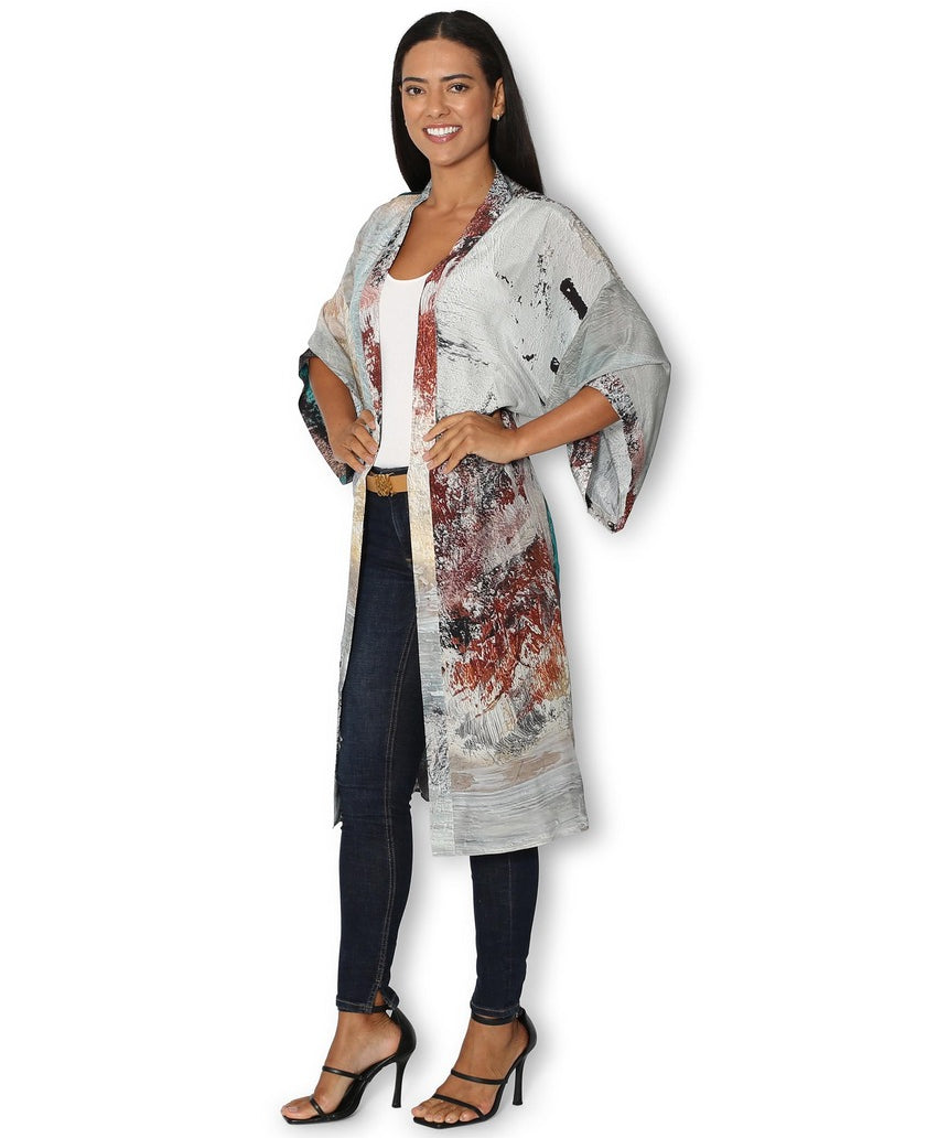 The Artists Label - Winter Dance Long Silk Kimono - side