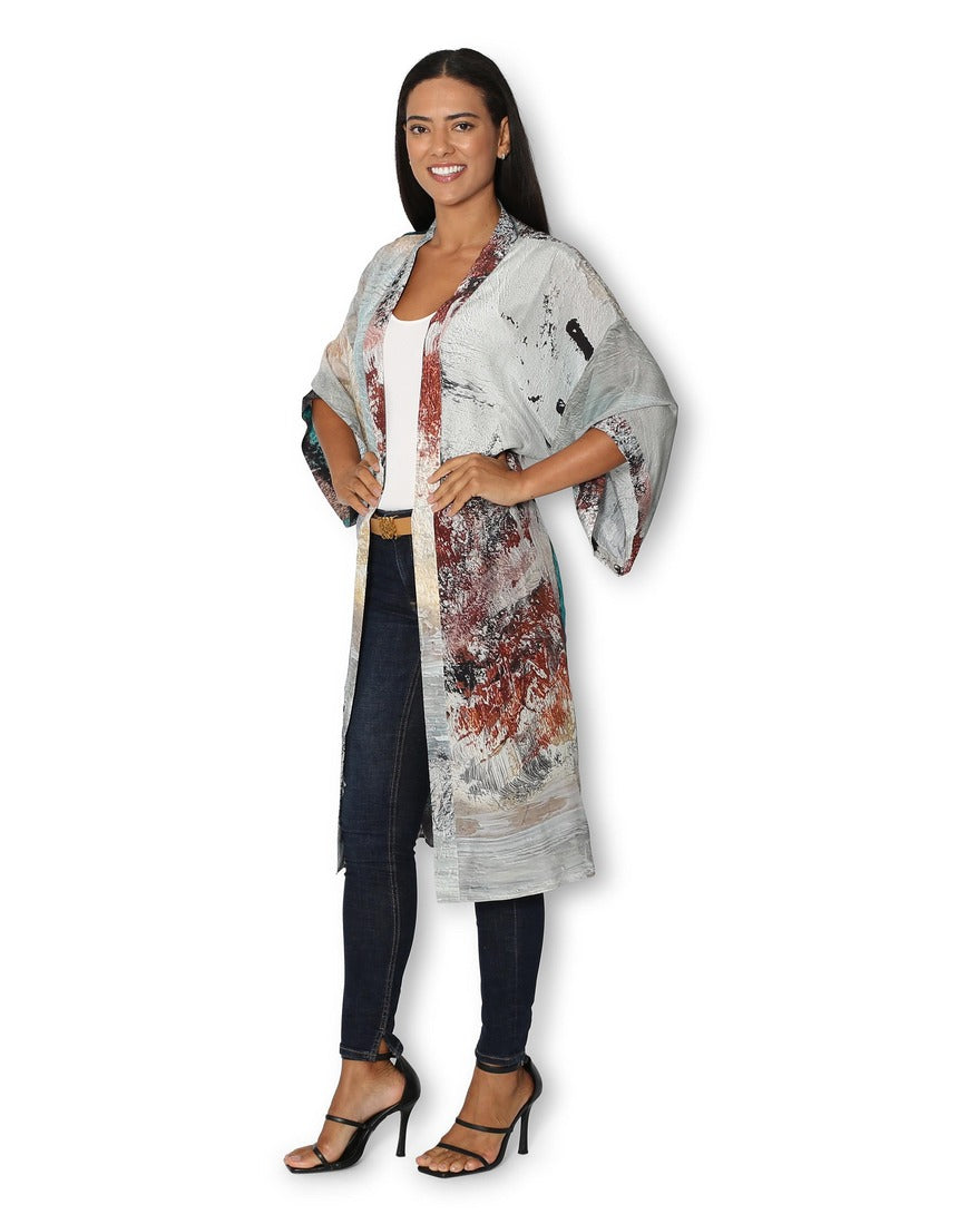 The Artists Label - Winter Dance Long Silk Kimono - side