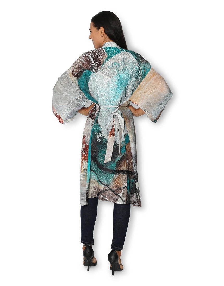 The Artists Label - Winter Dance Long Silk Kimono - back