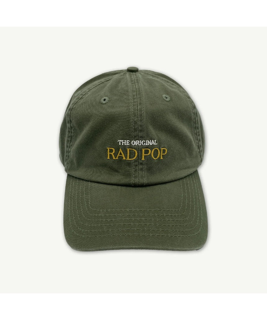Banabae Rad Pop baseball cap in washed khaki, casual cap with curved brim and adjustable strap, stylish headwear for everyday wear.