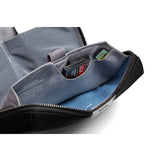 Bellroy Tech Kit in black with multiple compartments for organizing cables, chargers, and accessories.