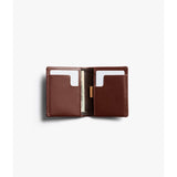 Bellroy Slim Sleeve wallet in Java Caramel leather, showing multiple card slots and sleek slim design.