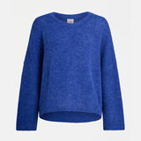 Elk Agna Sweater in deep cobalt, a cozy knit clothing piece featuring a relaxed fit and classic design.