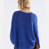 Elk Agna Sweater in deep cobalt, a cozy knitted clothing piece with a relaxed fit and ribbed cuffs.