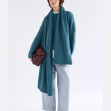 Elk Agna Sweater in stone blue, a cozy knit clothing with a relaxed fit and textured pattern, perfect for casual wear.