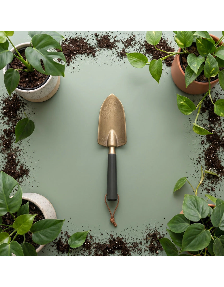 Green We The Wild hand trowel, a durable garden tool with a comfortable handle, perfect for planting and gardening tasks.