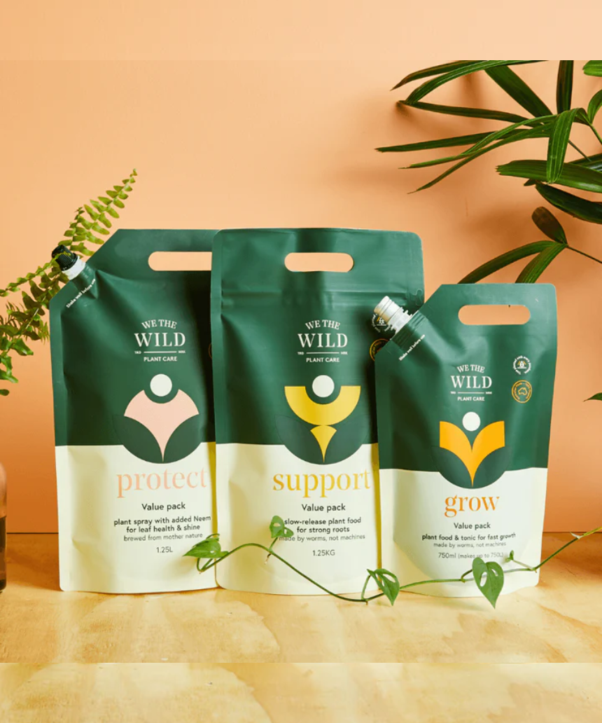 We The Wild Essential Trio plant pack featuring three healthy, vibrant plants in eco-friendly containers.