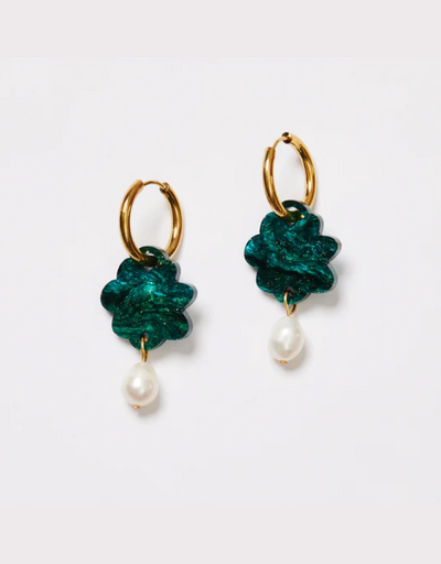 Martha Jean - Cloud + Pearl Earrings - Emerald - Say It Sister