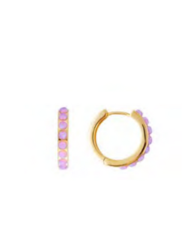 Fairley - Pink Opal Crystal Midi Hoops - Say It Sister