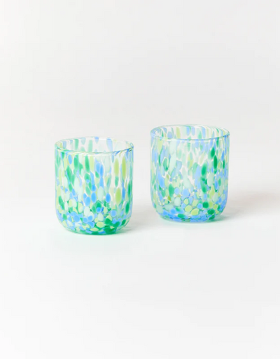 Bonnie and Neil - Glass Tumbler Dots Confetti Blue Set of 2 - Say It Sister