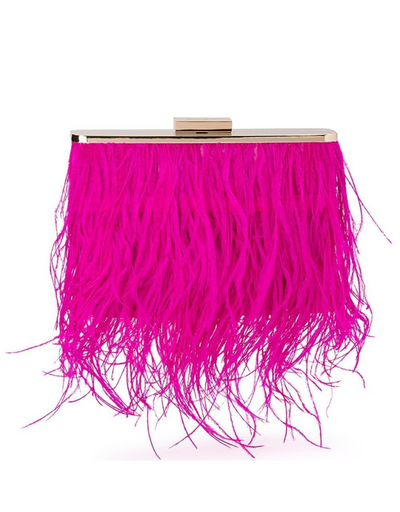 Olga Berg - Estelle Feather Clutch Fuchsia - Say It Sister