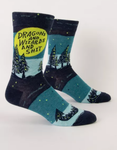 Blue Q - Dragons and Wizards M-Crew Socks - Say It Sister