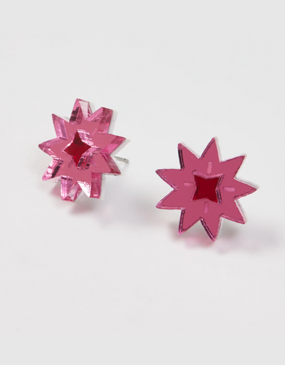 Martha Jean - Crystal Star Studs Pink/Red - Say It Sister