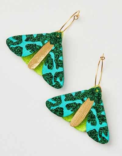 Martha Jean - Moth Earrings Forest Green - Say It Sister