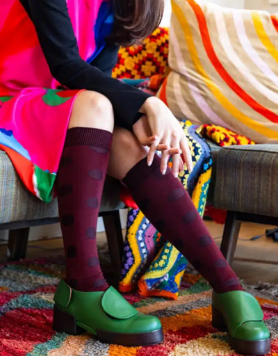 Tightology - Yayoi Burgundy Merino Wool Sock - Say It Sister