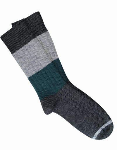 Tightology - Chunky Rib Charcoal Stripe Merino Wool Socks - Say It Sister