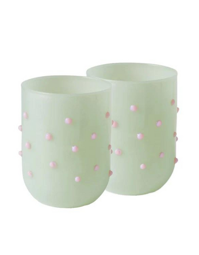 Kip & Co - Pistachio Polkadot Short Tumbler Glass 2P Set - Say It Sister