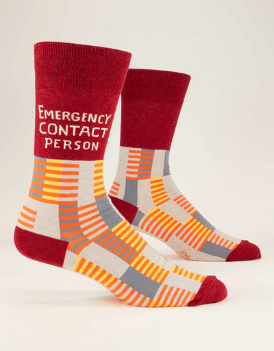 Blue Q - Emergency Contact Person M-Crew Socks - Say It Sister