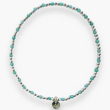 Sterling silver Amazonite love bracelet with natural blue-green stones and delicate silver accents, designed by Petals Australia.