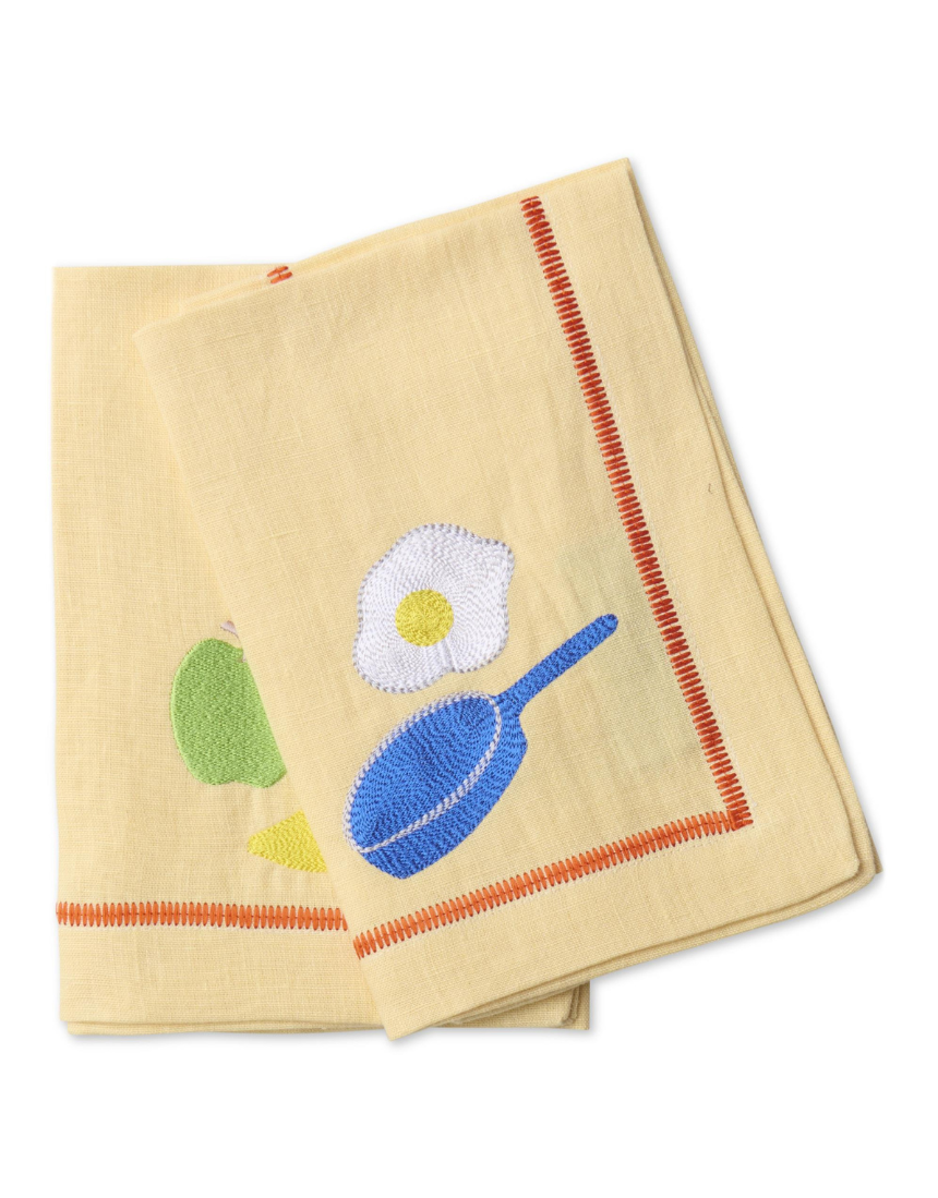 Kip & Co - Breakfast Is Served Embroidered Linen 4P Napkin Set, Napkin, Kip & Co - Say It Sister
