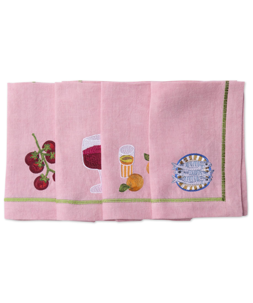 Kip & Co - Supper Club Embroidered Linen 4P Napkin Set, Napkin, Kip & Co - Say It Sister
