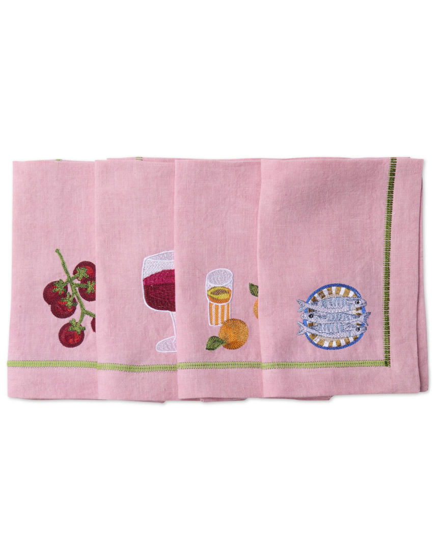 Kip & Co - Supper Club Embroidered Linen 4P Napkin Set, Napkin, Kip & Co - Say It Sister