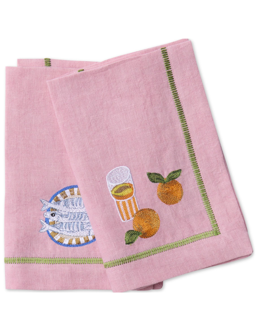 Kip & Co - Supper Club Embroidered Linen 4P Napkin Set, Napkin, Kip & Co - Say It Sister